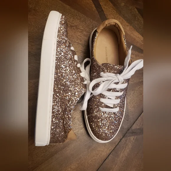 Banana Republic Gold Glitter Shoes s6 - Picture 7 of 12